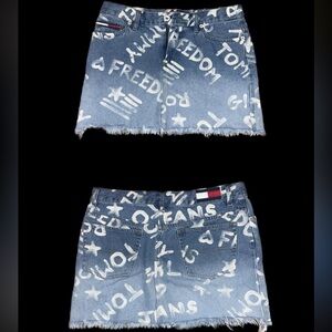 Tommy Hilfiger Blue and White Mini Pencil Skirt